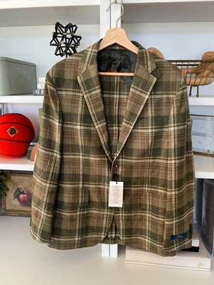 🔥 Blazer Abrigo Deportivo Polo Ralph Lauren Oliva Cuadros Seda Lino Hecho en Italia 40R Foto 1 de 4