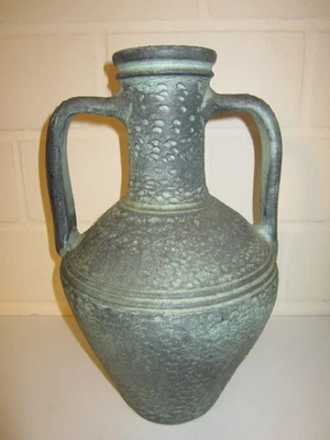 Terracotta Ton Vase 34x22cm Amphore „Antik Stil“ Grünspanoptik Handarbeit - Bild 1 von 4
