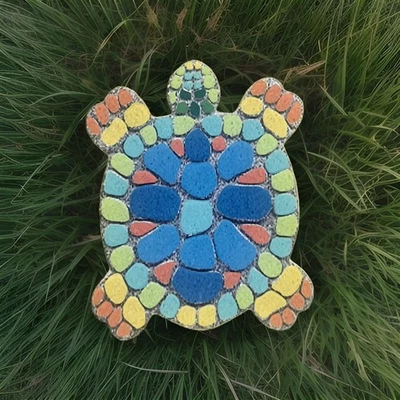 Mosaic Turtle DIY Stepping Stone Kit, Includes Ceramic Stone & 12 Vibrant Paints - Image 1 of 2