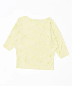 BENETTON Womens Oversized Batwing Top Long Sleeve UK 8 Small Yellow HM11 - Picture 1 of 5