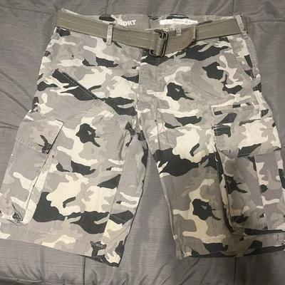 DKNY Cargo Shorts Men 34 Camo Black Gray Army - Image 1 of 4