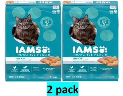 (2 pack) Iams Proactive Health Chicken And Turkey Dry Cat Food, 22 Lb Bag