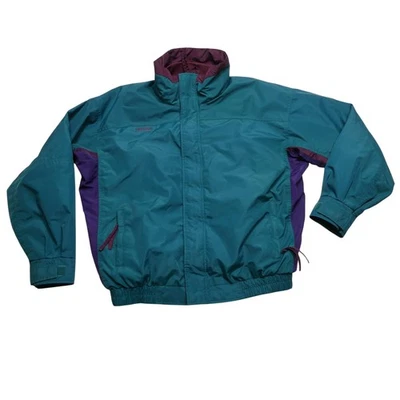 Vintage Columbia Jacket Mens Large Teal Purple Radial Sleeve Windbreaker 90s - Image 1 of 4
