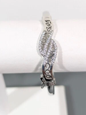 Серебряный тон CZ теннис браслет браслет вечер свадьбы свадебный 7 дюймов классический Retr - Изображение 1 из 4