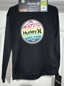 Hurley Unisex Black Long Sleeve Swim Shirt Youth UPF Swim Top SZ 4 - Picture 1 of 4