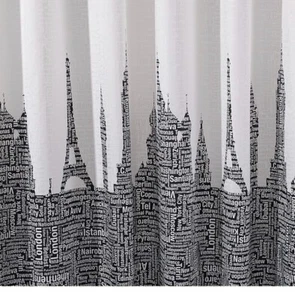 Waterproof Shower Curtain Curtains with Hooks Rings Letters Tower 72x72 Inch  - Picture 1 of 6