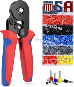 Crimpwerkzeug Set Crimpdrahtzange Werkzeuge + 1200 Stck. Drahtbeschlag Klemmen Kit USA - Bild 1 von 12