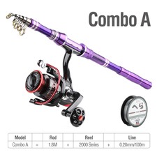 Fishing Rod and Reel Combos Full Kit Telescopic Fishing Pole with Spinning Reels