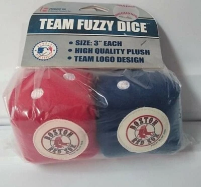 Boston Red Sox MLB High Quality PLUSH 3" Fuzzy Dice Team Logo Car Auto Truck - Image 1 of 3