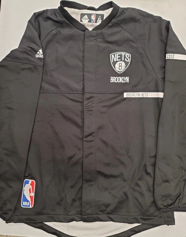 21021-5 Adidas BROOKLYN NETS GAME USED AUTHENTIC Warm Up Heavy Jacket W/COA Cover