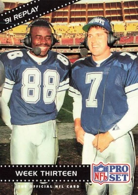 1992 Pro Set #49 Michael Irvin / Steve Beuerlein REP Dallas Cowboys - Image 1 of 2