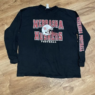 Vintage Nebraska Cornhuskers Black TShirt Men XL Football NCAA Huskers Tee - Image 1 of 4