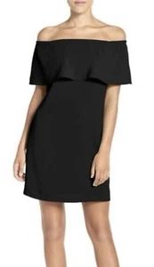 OPENING CEREMONY Off Shoulder Ruffle Dress Sz XS Black Neck Long Sleeve Cotton - Picture 1 of 11