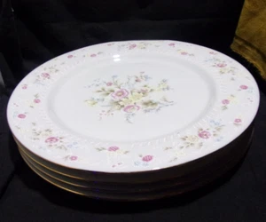 [LOT OF 4]~ CRESCENT Fine China Jie Pai Floral Gold Trim 10.5" DINNER PLATES - Picture 1 of 8