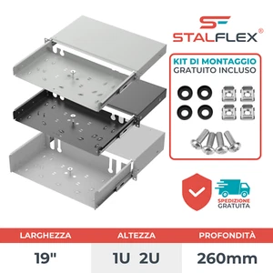 19" 1U 2U RACK Montaggio Cassetto Scatola di Distribuzione Fibra Ottica Pannello - Foto 1 di 14