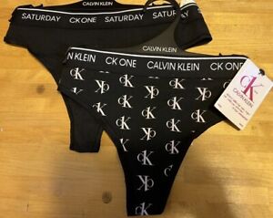 TWO (2) of Calvin Klein Women's  CK One Logo Cotton Thong  NEW with TAGS