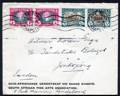 South Africa Cover 1909 2x Pairs Machine Cancel Cape Town Kaapstad   Sweden Z621 - Image 1 of 3