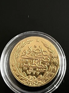 Ottoman Empire Gold Coin AD (1909) Sultan Mohamed V 21 k 100 Kurush AH (1327) - Picture 1 of 4