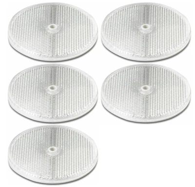 AMAZING BEAM Reflector White Pack of 5 for Trailers Fence 3.165 Ø" Clear Round