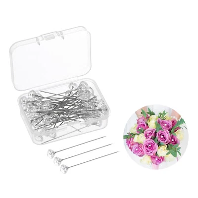 50-Pack Corsage Boutonnieres Pins, 5.1cm Diamond Clear Straight Pin for Wedding Foto 1 de 4