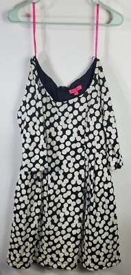 Vestido Betsey Johnson para mujer talla 2 negro blanco a lunares Y2K  Foto 1 de 4