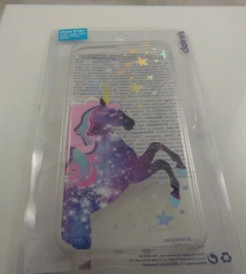 se adapta a iPhone 6 plus, 7 y 8 + plus funda de teléfono estrellas unicornio púrpura rosa transparente Foto 1 de 3