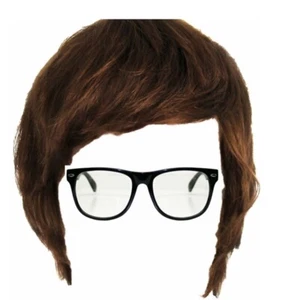 Adult Wig & Glasses Clear Lenses Geek Groovy Austin Powers 1970s Film Movie - Picture 1 of 1