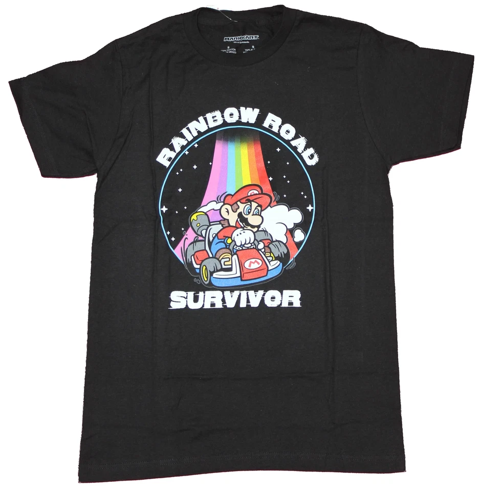 Mario KArt Adulto Nueva Camiseta - Rainbow Road Survivor Mario Rainbow Pic Foto 1 de 1