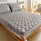 Thicken Solid Color Quilted Mattress Cover Plush Fitted Sheet Mattress Topper