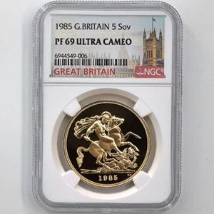1985 Great Britain Elizabeth II Sovereign 5Pounds Gold Proof Coin NGC PF 69 UC - Picture 1 of 4