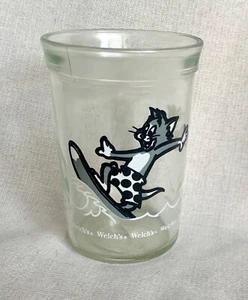 Vintage 1990 Welch's Tom and Jerry Glass Jelly Jar - Surfing Tom. 4” - Picture 1 of 4