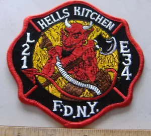 NEW YORK FIRE DEPT E34 L21 HELLS KITCHEN NEW YORK FABRIC PATCH - Picture 1 of 1