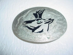 HEBILLA DE CINTURÓN "PRONGHORN" ORIGINAL WIL-AREN DE COLECCIÓN DIFÍCIL DE ENCONTRAR, OJO TURQUESA - Imagen 1 de 6