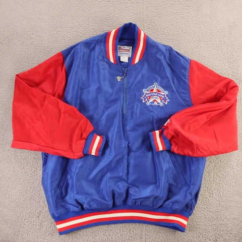 VINTAGE Texas Rangers Starter Jacket Mens 2XL XXL Diamond 1995 All Star Game Cover