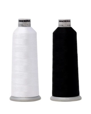 Madeira Polyneon  Embroidery Thread - 2 Pack Black-1800 White-1801 - 5500Yd - Image 1 of 3