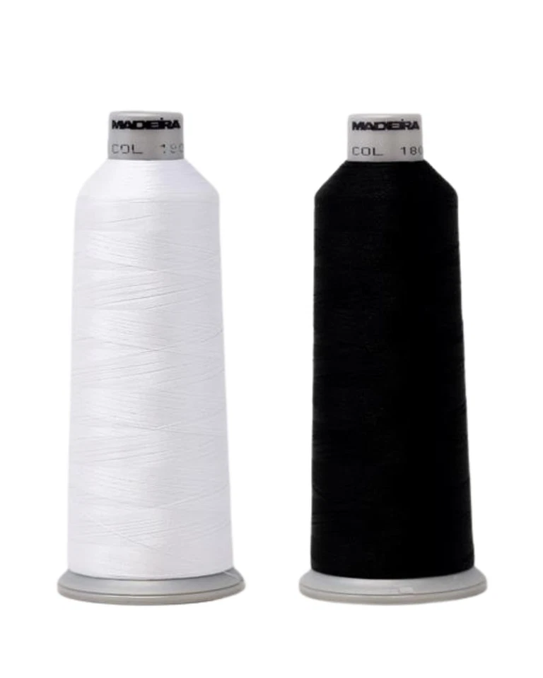Madeira Polyneon  Embroidery Thread - 2 Pack Black-1800 White-1801 - 5500Yd - Image 1 of 3