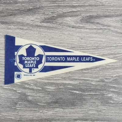 VTG 1991 Toronto Maple Leafs Mini Pennant NHL Hockey 9" x 4” Felt Banner Flag - Image 1 of 4