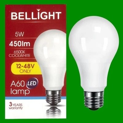 2x 5W (=40W) LED 12V 24V 48V Low Voltage GLS E27 Light Bulb 6500K Edison Screw - Image 1 of 3