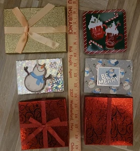 Reutilizable Navidad Vacaciones Rojo Oro Brillo Tarjeteros Caja Lote de 6 USADOS - Imagen 1 de 11