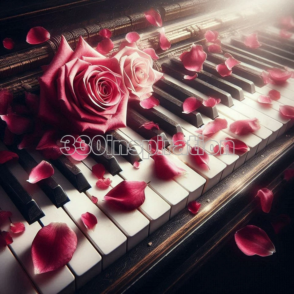 Digital Image Picture Photo Wallpaper Background Desktop Art Piano Roses #A1 - Image 1 of 1