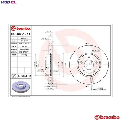 2x BRAKE DISC 09.C651.11 FOR MAZDA P5Z3/P5Y4/P5Y5/P5Y1 1.5L 4cyl 3 - Image 1 of 4
