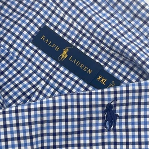 Ralph Lauren Mens XXL Blue Gingham Checkered Button Down Shirt Preppy Casual - Picture 1 of 6