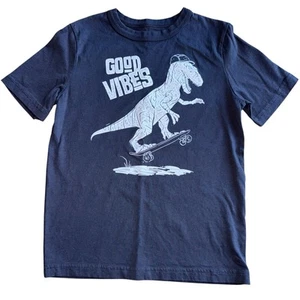 Joe Fresh Boys T-shirt Dinosaur Skateboard Good Vibes Size Medium 7/8 - Picture 1 of 4