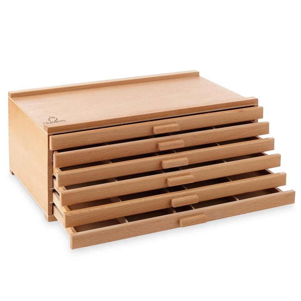 6 Drawer Wooden Artist Storage Box for Pastels, Pencils, Brushes, Tools Upgrade - Image 1 of 4