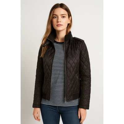 Burberry Brit Quitled Chaqueta Bomber Negra Abrigo Mangas Extraíbles Chaleco XS Foto 1 de 4
