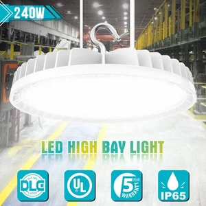 White 240W UFO LED High Bay Light Industrial Warehouse Commercial Ceiling Lights - Picture 1 of 13