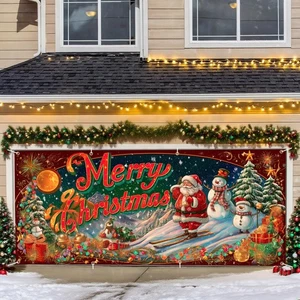 Merry Christmas Garage Door Banner – 6x13FT Outdoor Xmas Decoration with Sant... - Bild 1 von 8