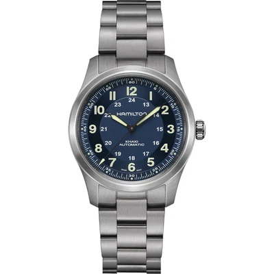 *NUEVO* Reloj para hombre Hamilton Khaki Field titanio esfera azul automático H70205140 Foto 1 de 4