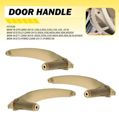 3X Beige Para BMW E70 X5 X6 2008-2014 Manijas De Puerta Interior Izquierda Derecha Tirador Cubiertas J Foto 1 de 4