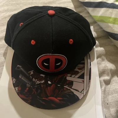 Marvel Deadpool Snapback Baseball Cap Hat Adjustable Logo Print On Bill - Image 1 of 2